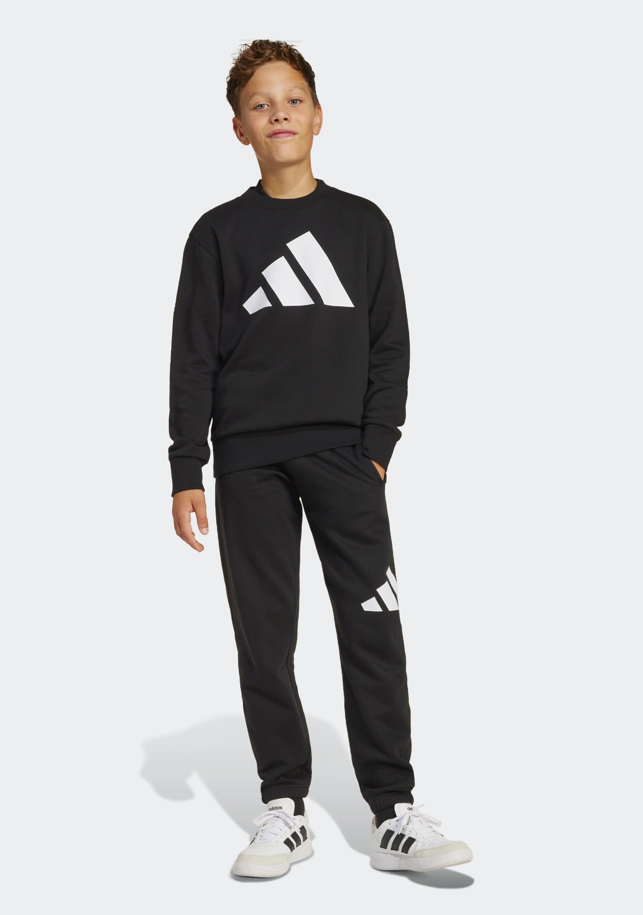 Adidas Kids' Big Logo Fleece Joggers and Crew Top Set