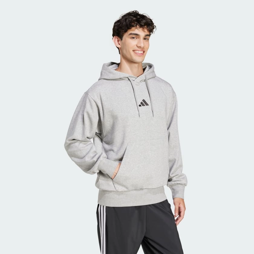 ADIDAS MEN'S FEELCOZY FLEECE GREY HOODIE
