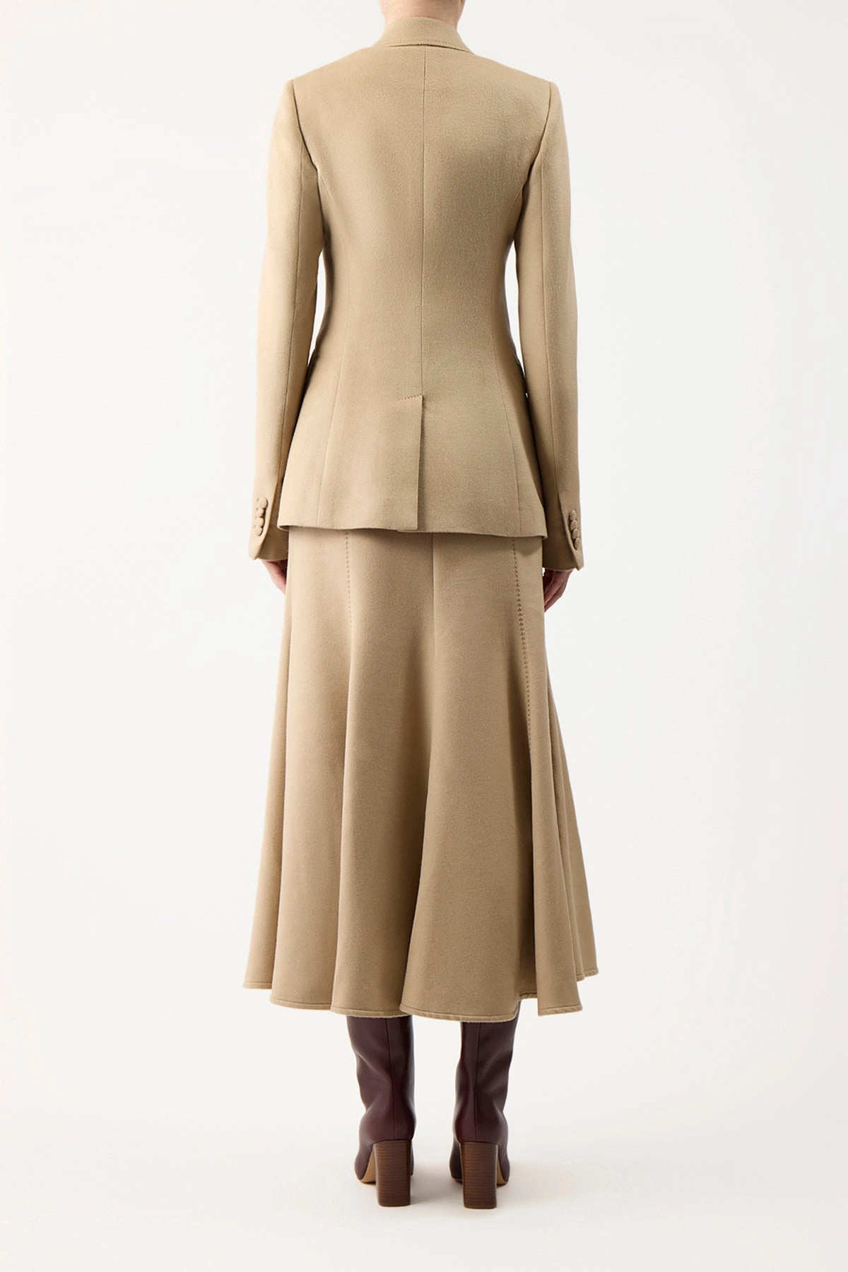 Amy Midi Skirt in Camel Winter Silk