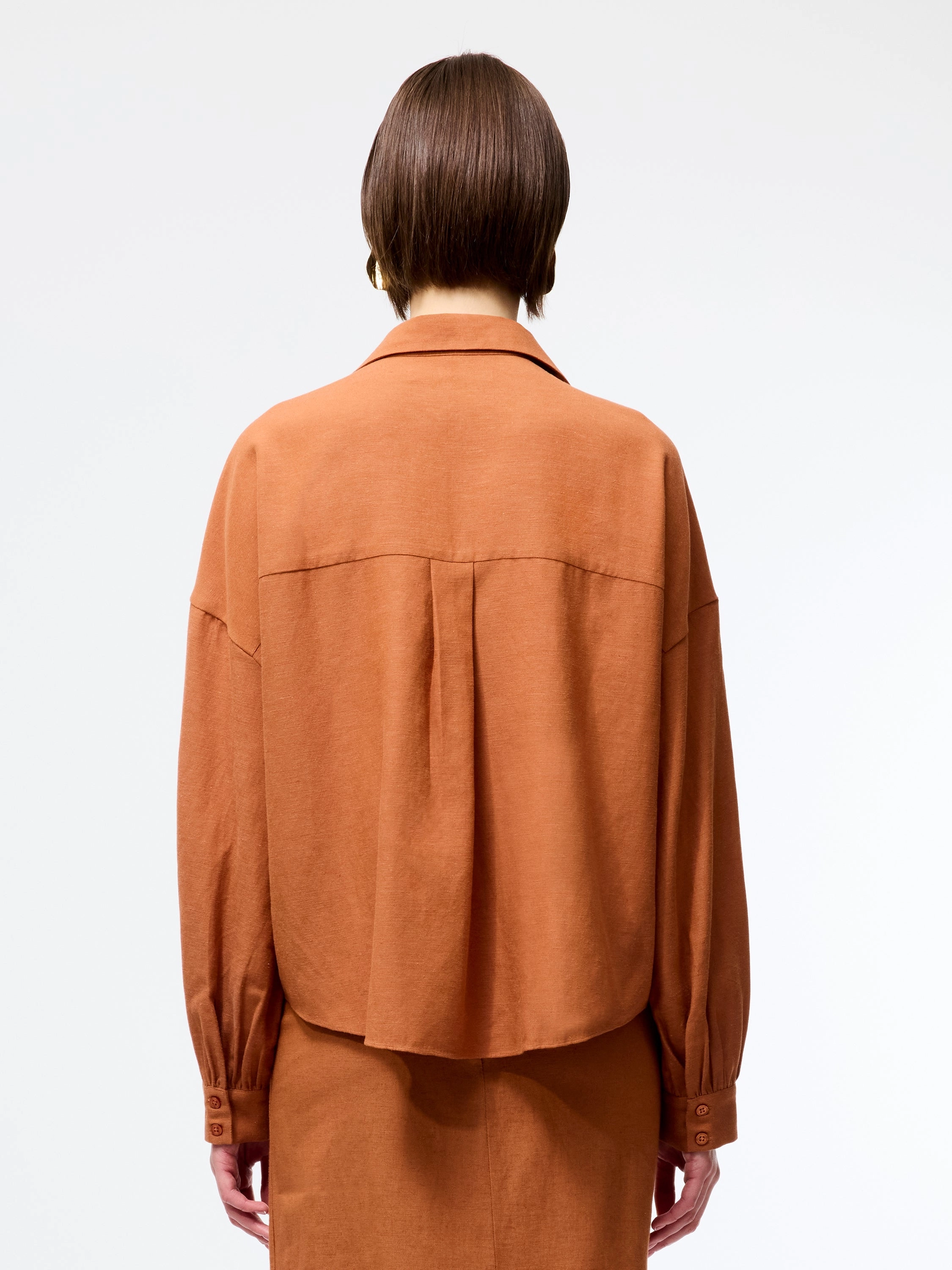 Ariette Linen Blend Long Sleeve Tuck Shirt