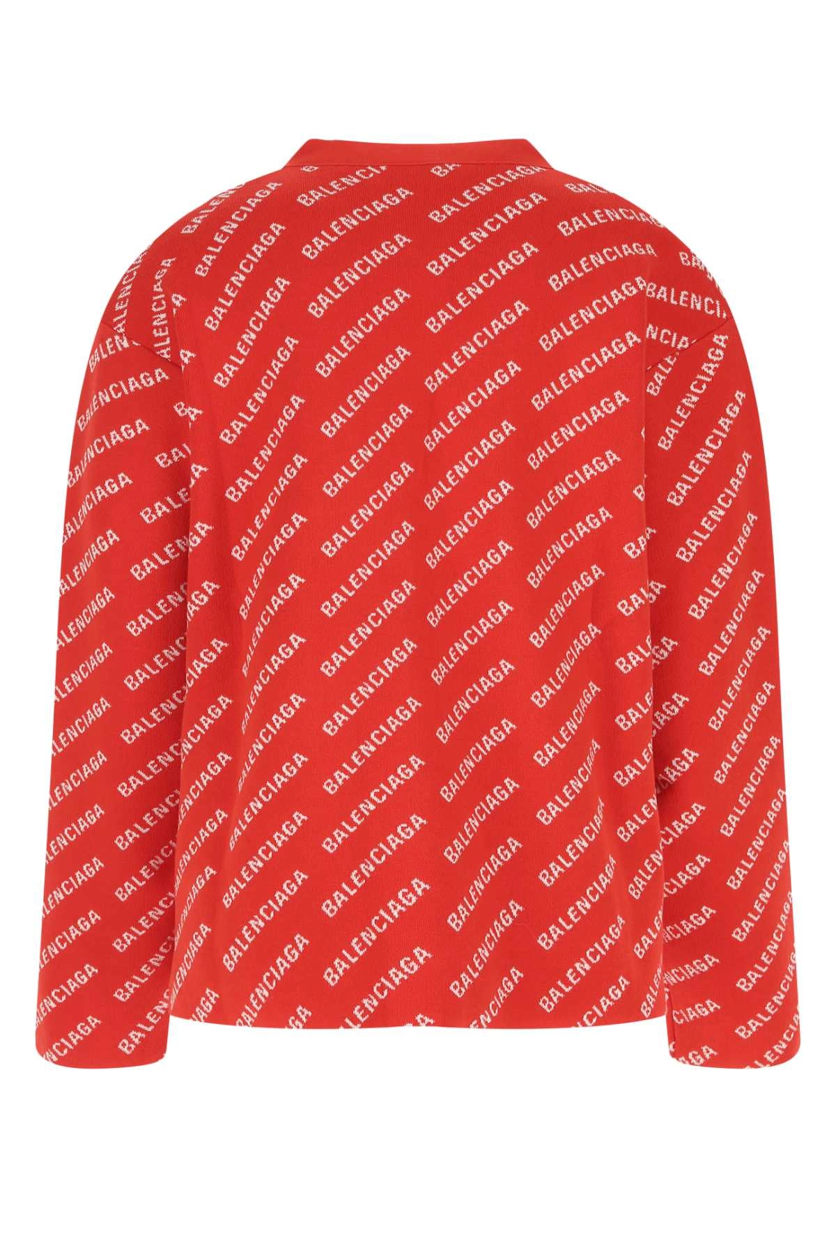 Balenciaga Allover Logo Printed Knit Cardigan