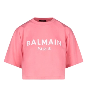 Balmain Logo Printed Cropped T-Shirt