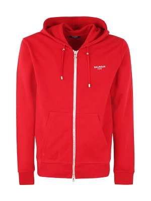 Balmain Logo Printed Zip-Up Hoodie