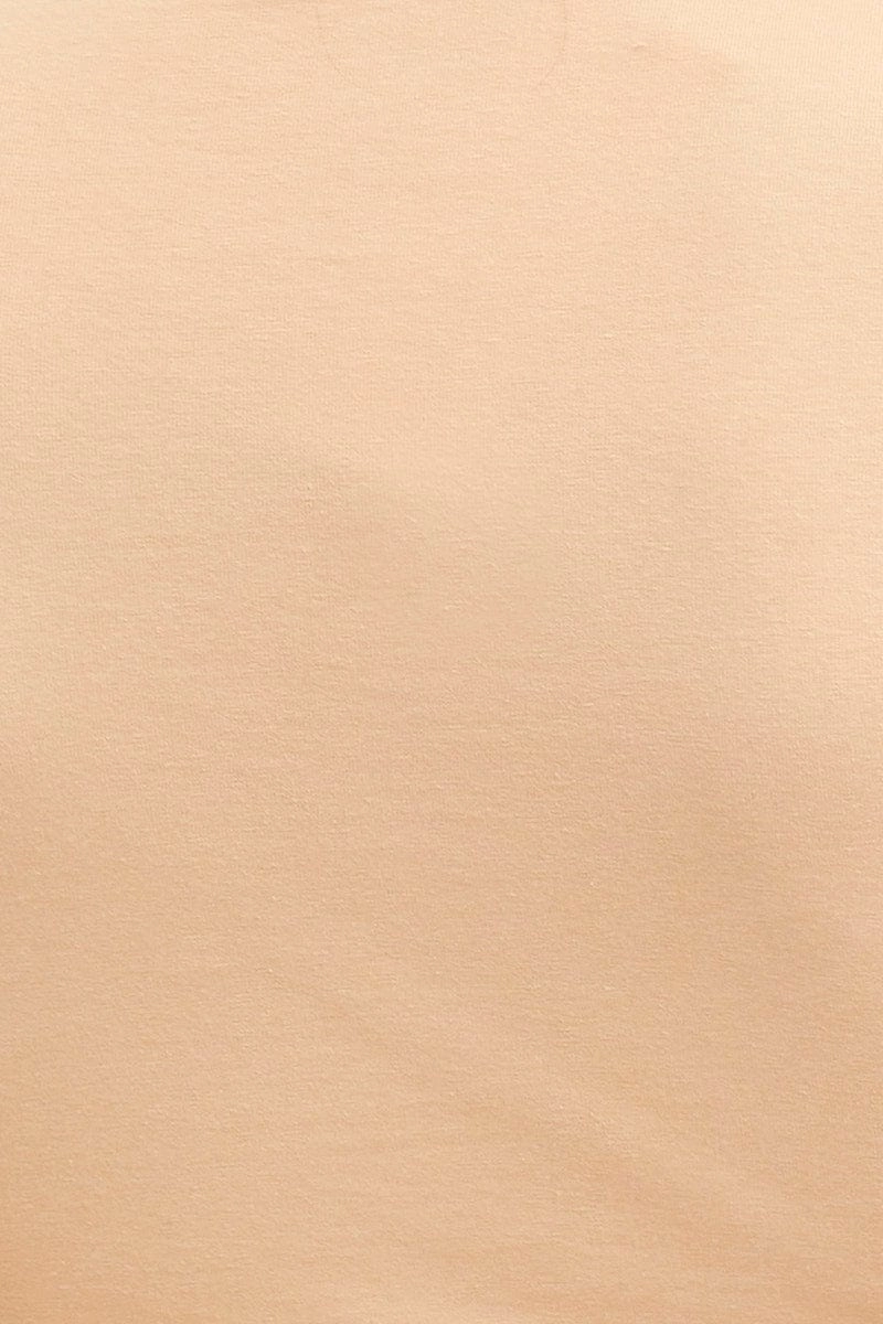 Beige Ruched Crop Top Long Sleeve