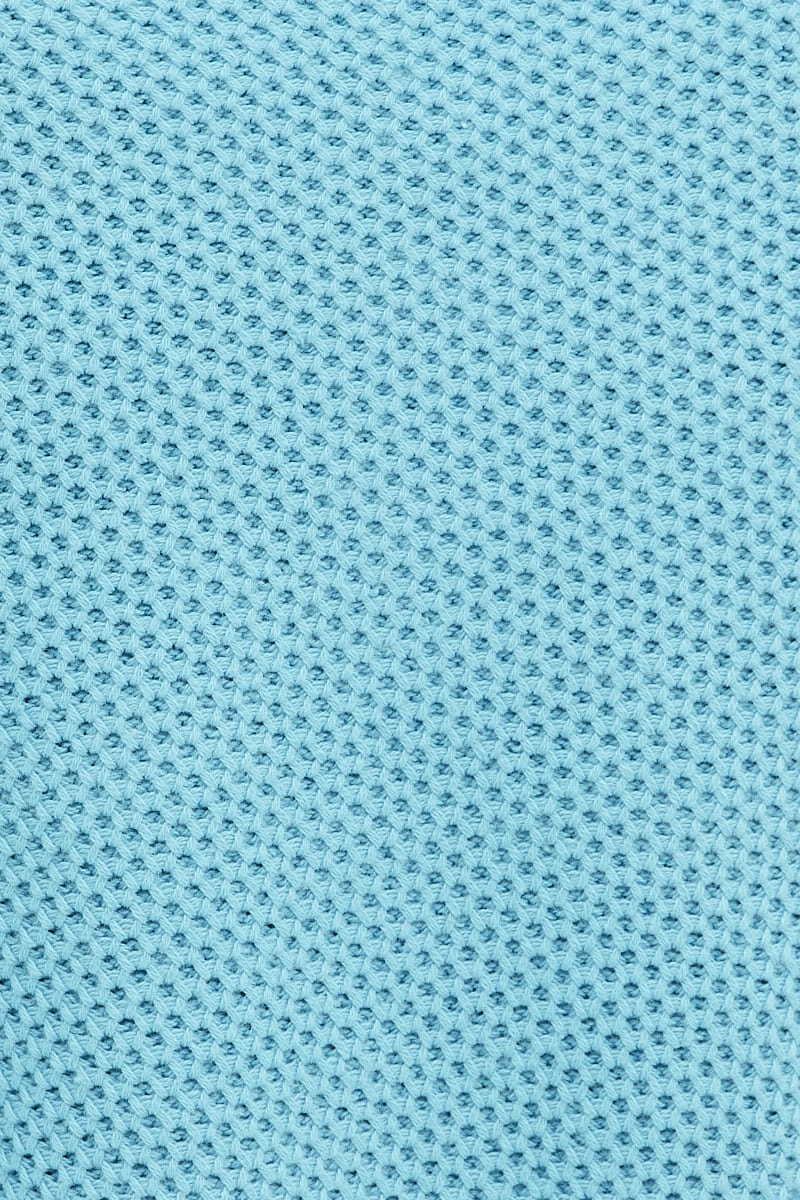 Blue Bolero Long Sleeve V Neck Tie Front Crochet Cotton