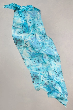 Blue Raindrops Silk Scarf
