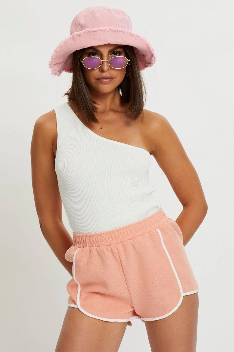 Blue Scalloped Hem Track Short