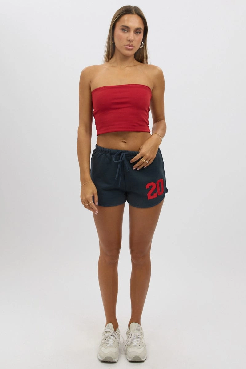 Blue Track Shorts Low Rise