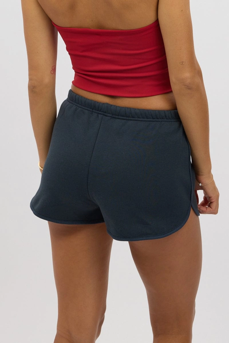 Blue Track Shorts Low Rise