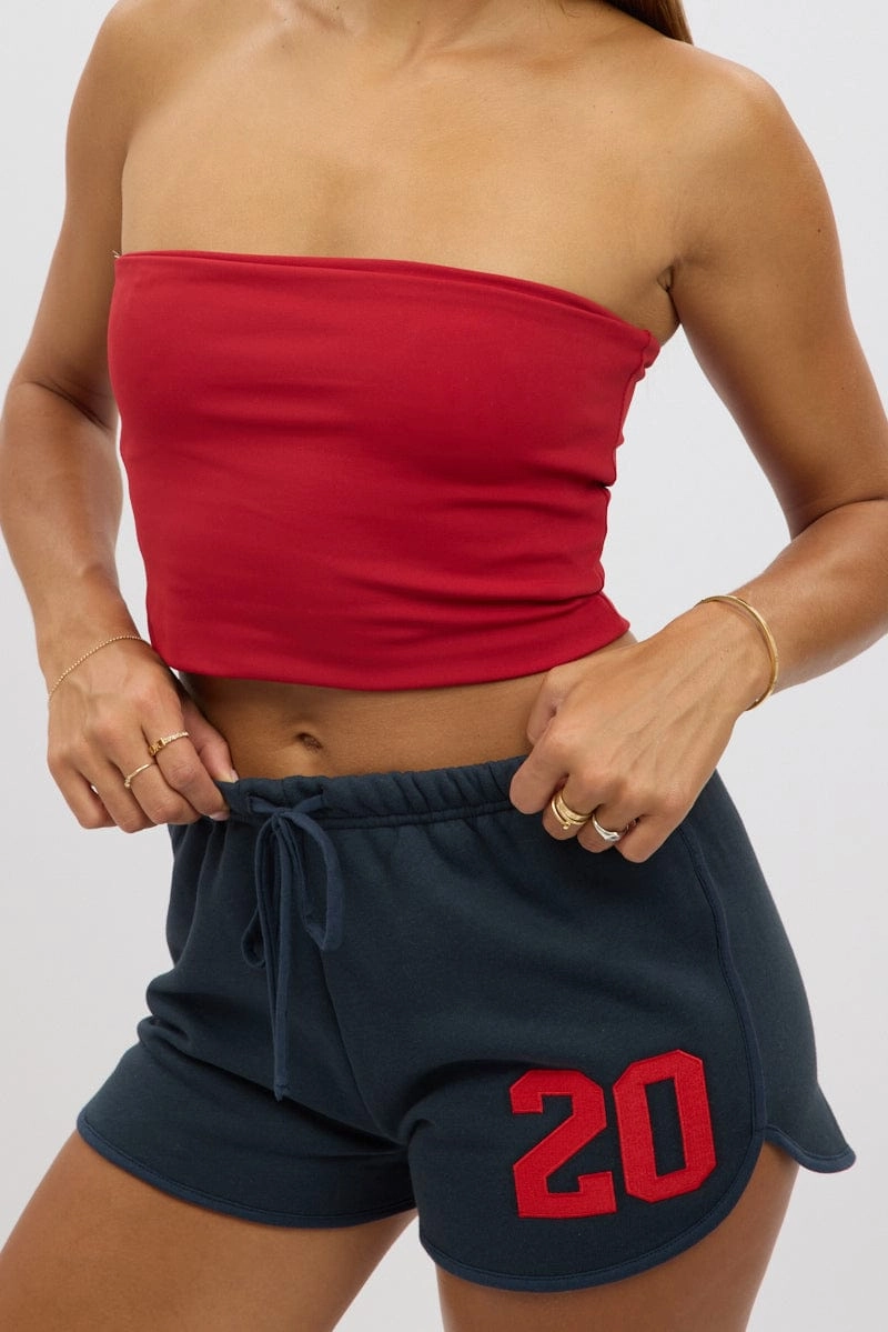 Blue Track Shorts Low Rise