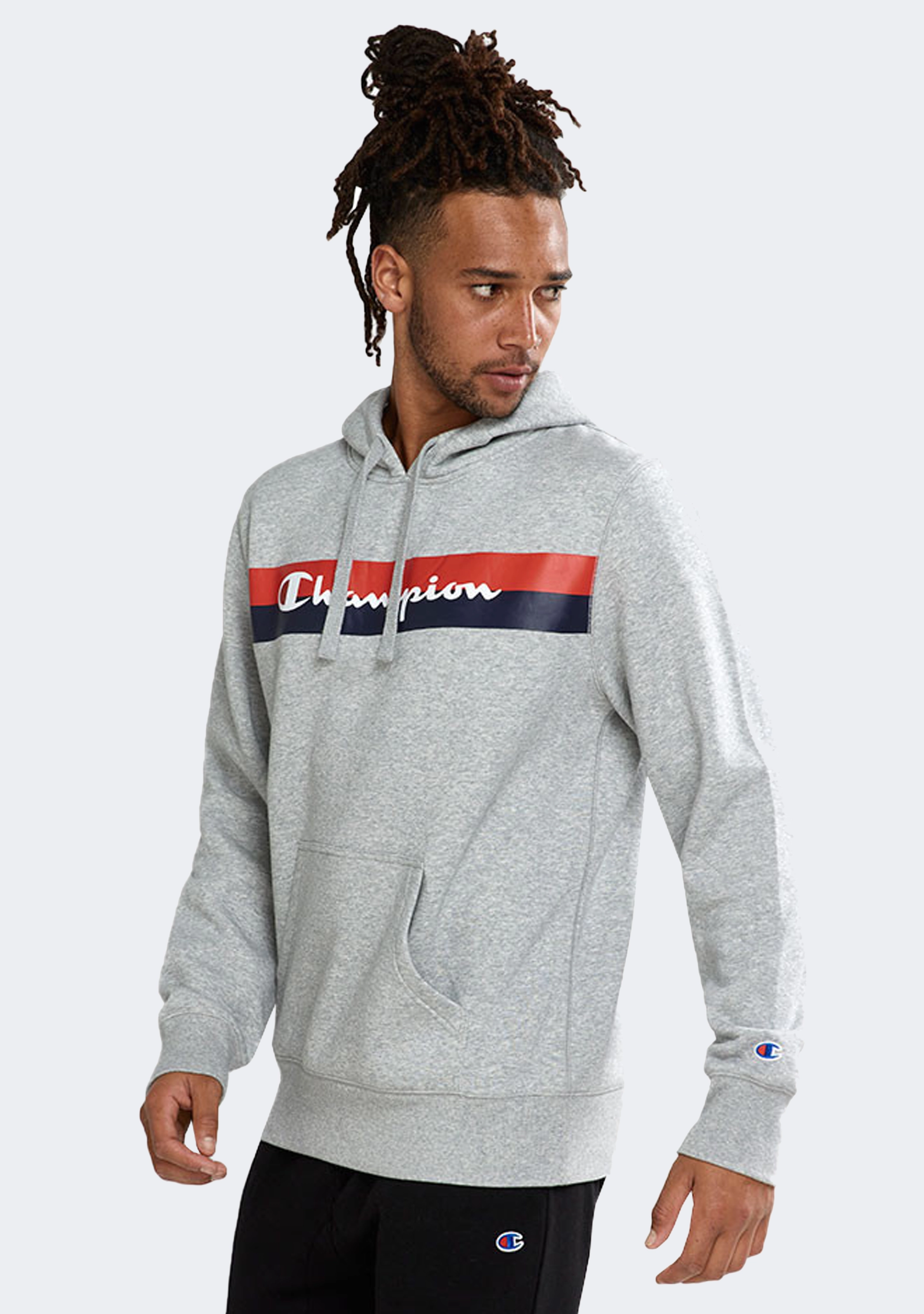 Champion Mens Sporty Graphic Print Hoodie Oxford Grey
