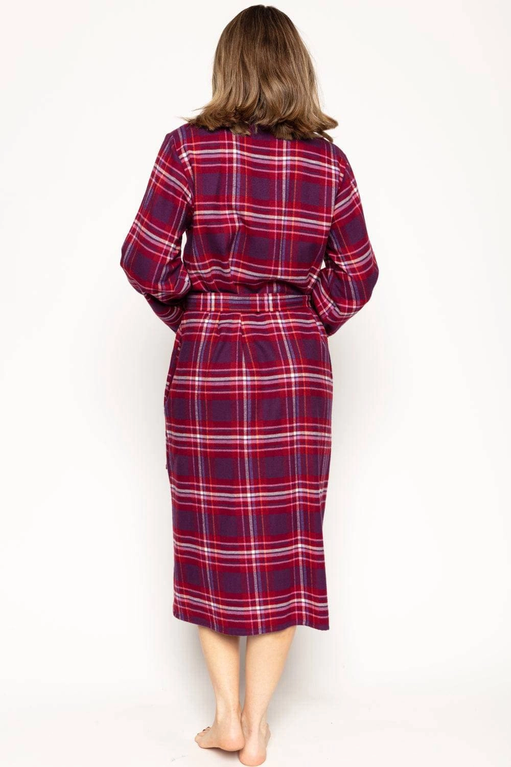 Clarissa Check Long Dressing Gown, Size UK 8