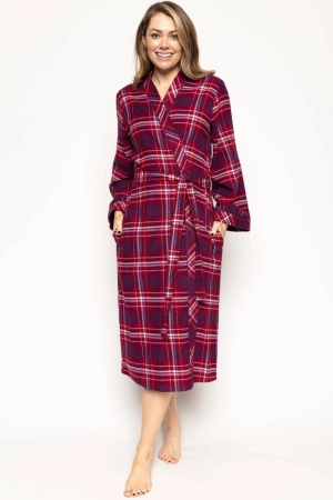 Clarissa Check Long Dressing Gown, Size UK 8