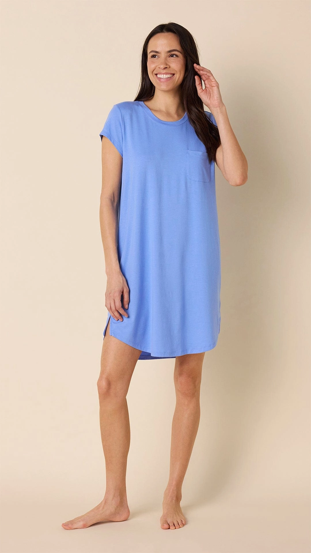 Classic Knit Short-Sleeved Sleep Shirt - Provence