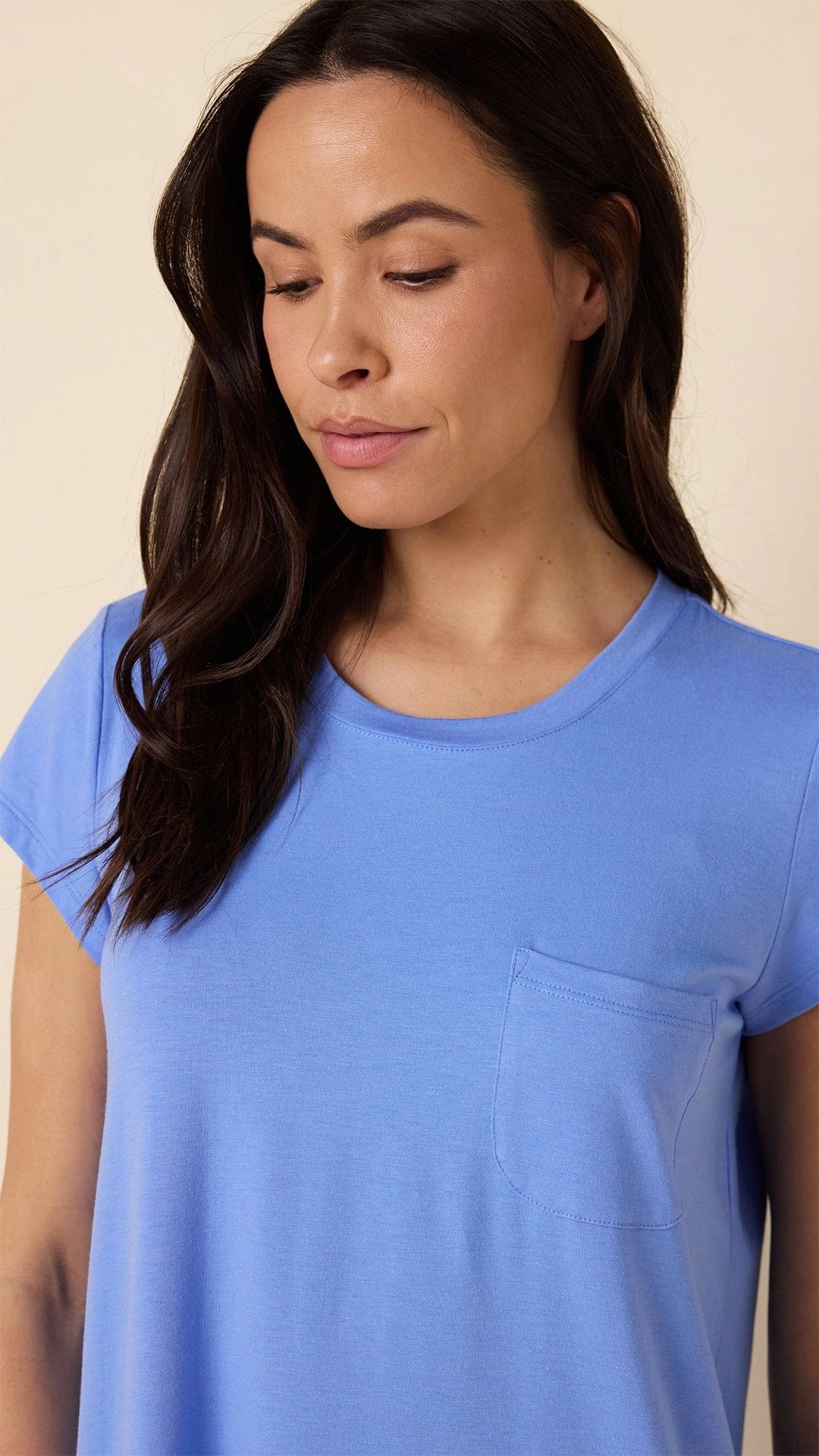 Classic Knit Short-Sleeved Sleep Shirt - Provence