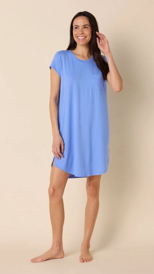 Classic Knit Short-Sleeved Sleep Shirt - Provence