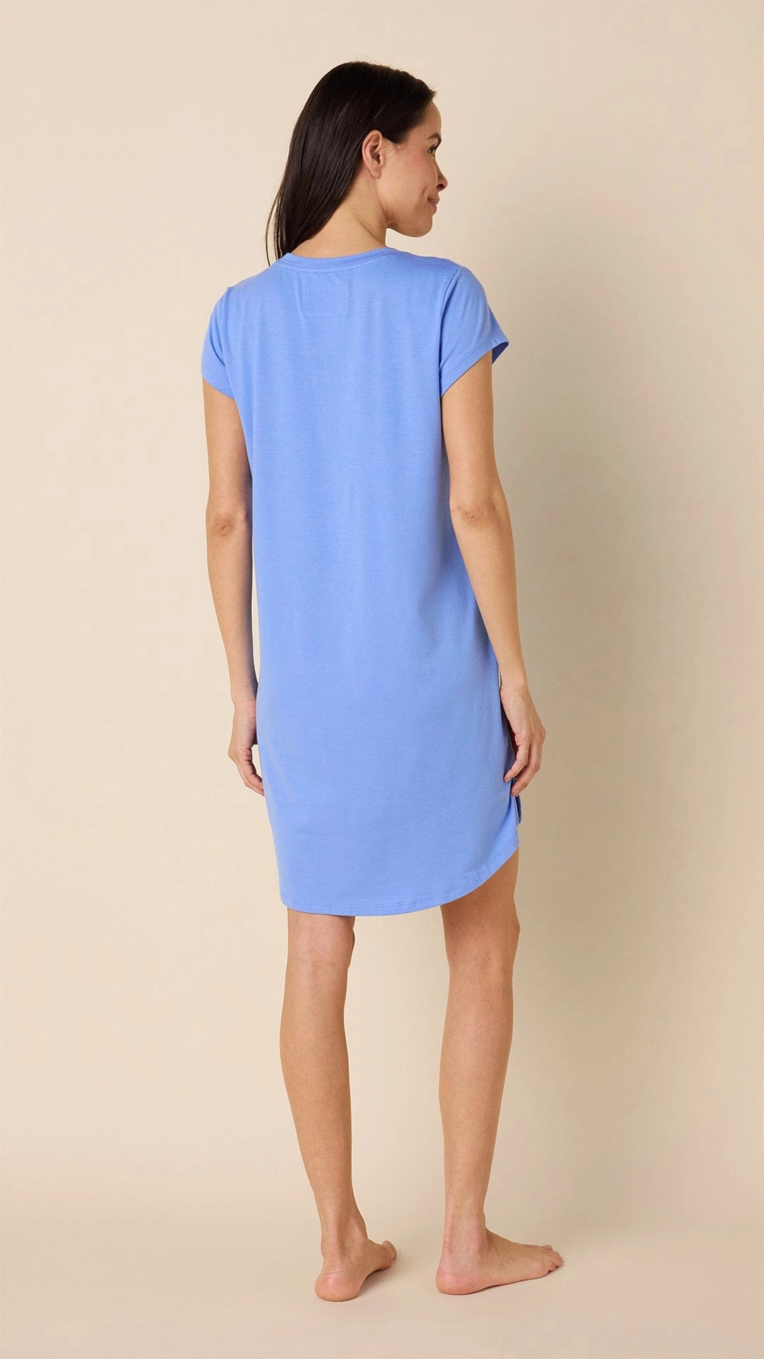 Classic Knit Short-Sleeved Sleep Shirt - Provence