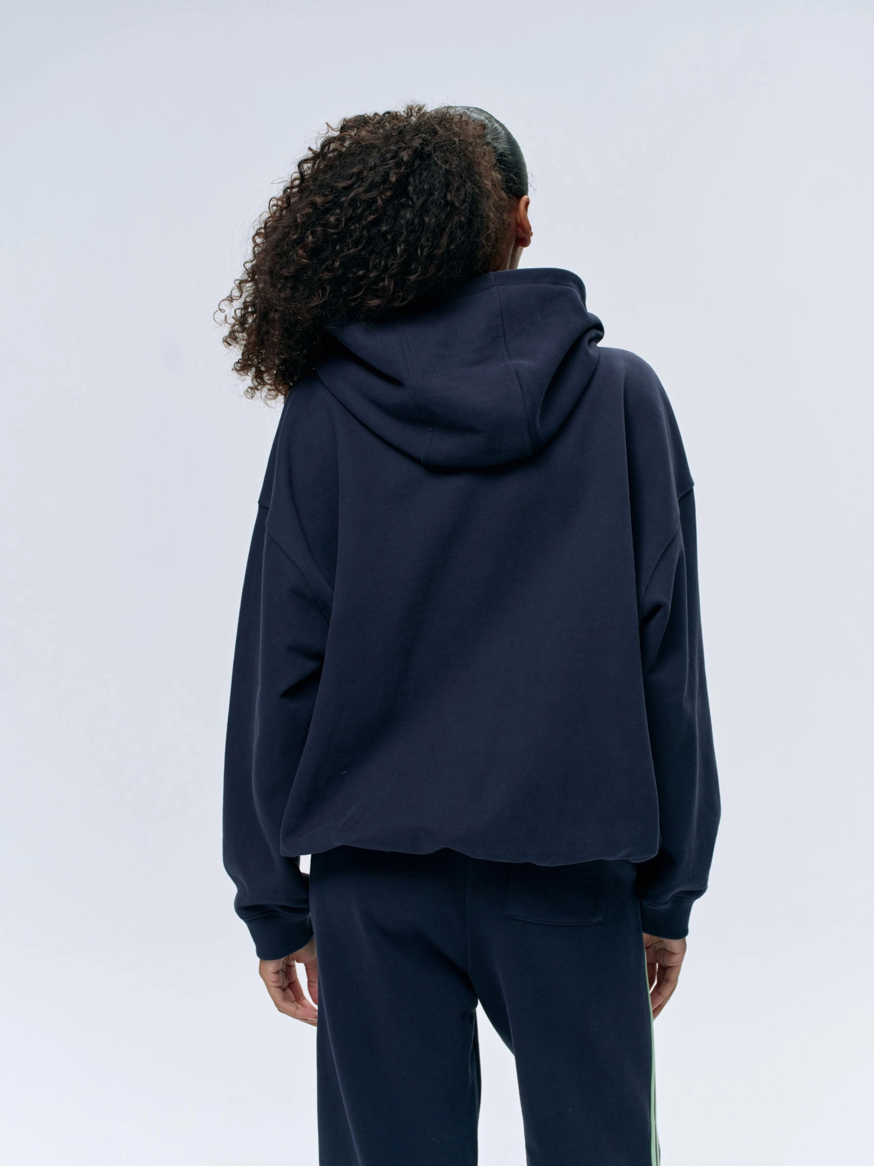 Community Spirit Oversized Full Zip Hoodie - Navy Blue/Mint Green