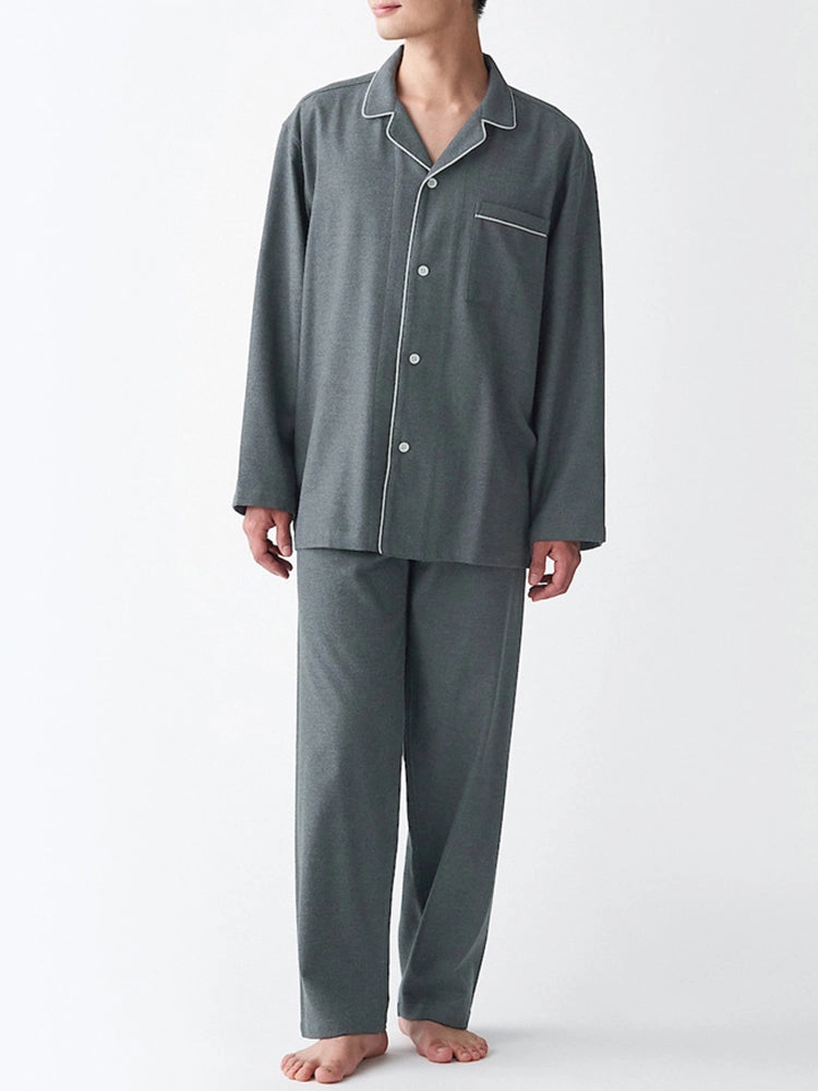 Cotton Plaid Pajamas Set Long Sleeve Sleepwear for Men&Women