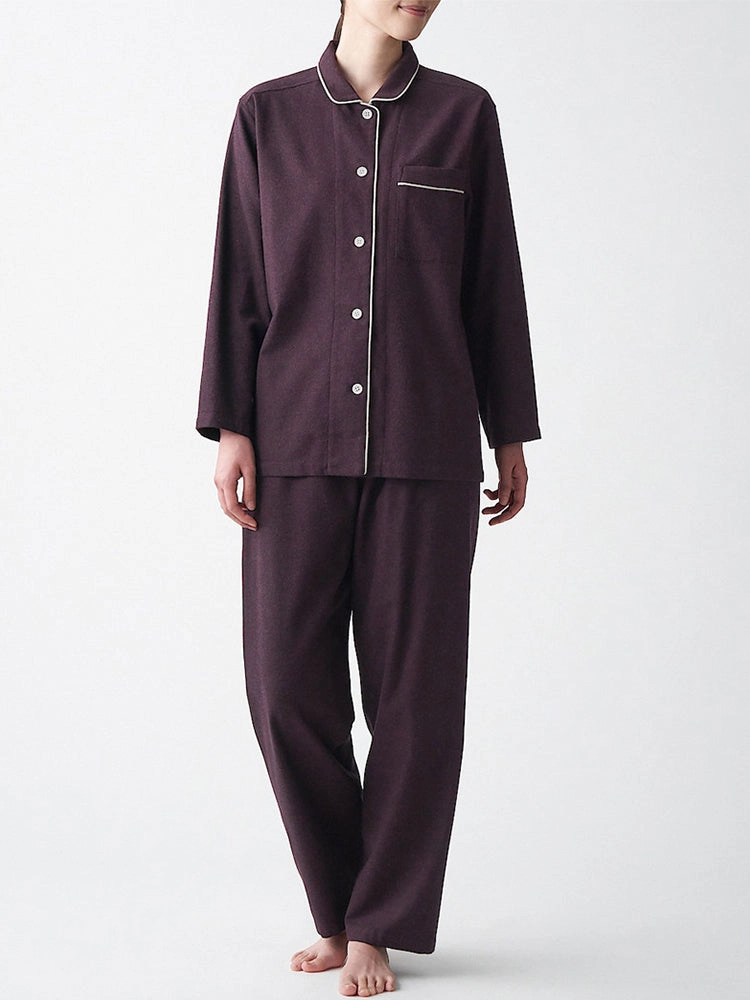 Cotton Plaid Pajamas Set Long Sleeve Sleepwear for Men&Women