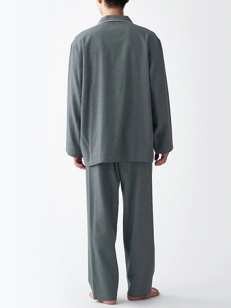 Cotton Plaid Pajamas Set Long Sleeve Sleepwear for Men&Women