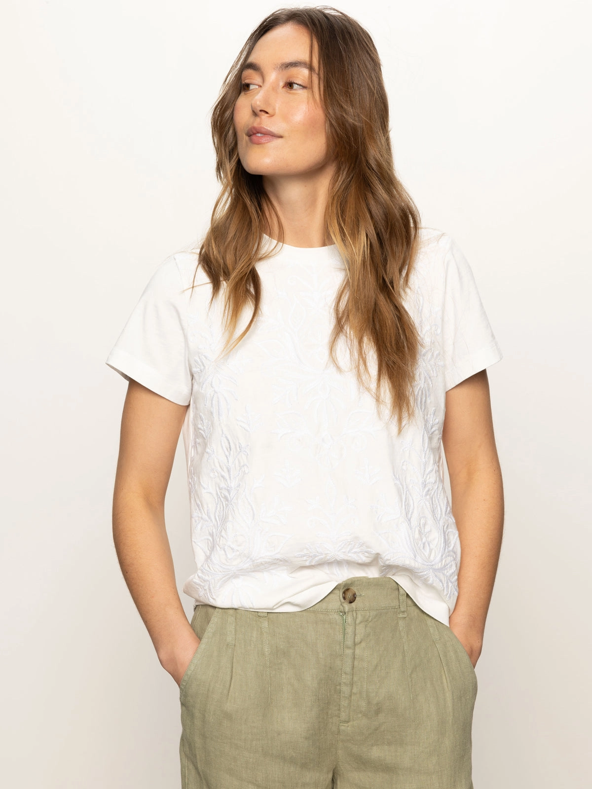 Embroidered Perfect Tee White