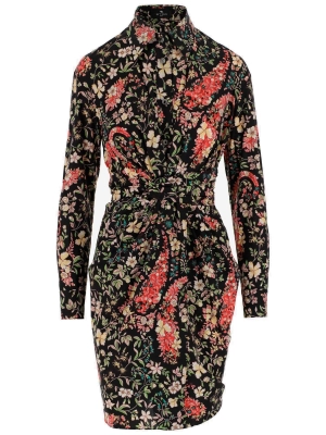 Etro Floral Printed Long-Sleeved Shirt Dress