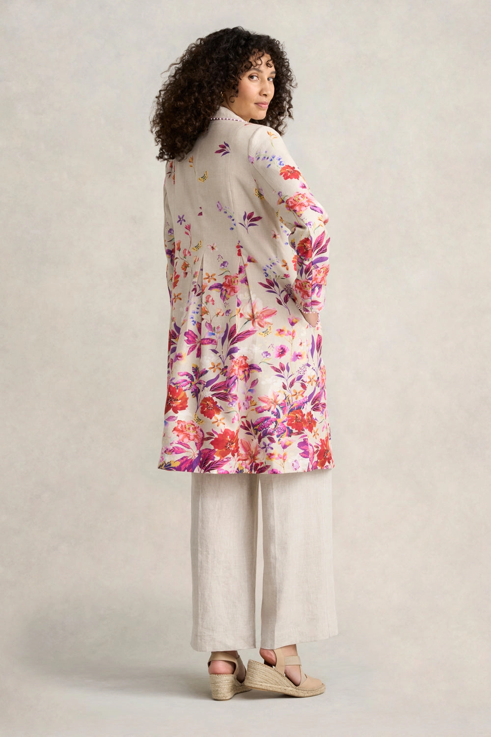Floral Printed Coat - Floral Cross-Dye