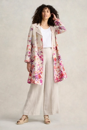 Floral Printed Coat - Floral Cross-Dye