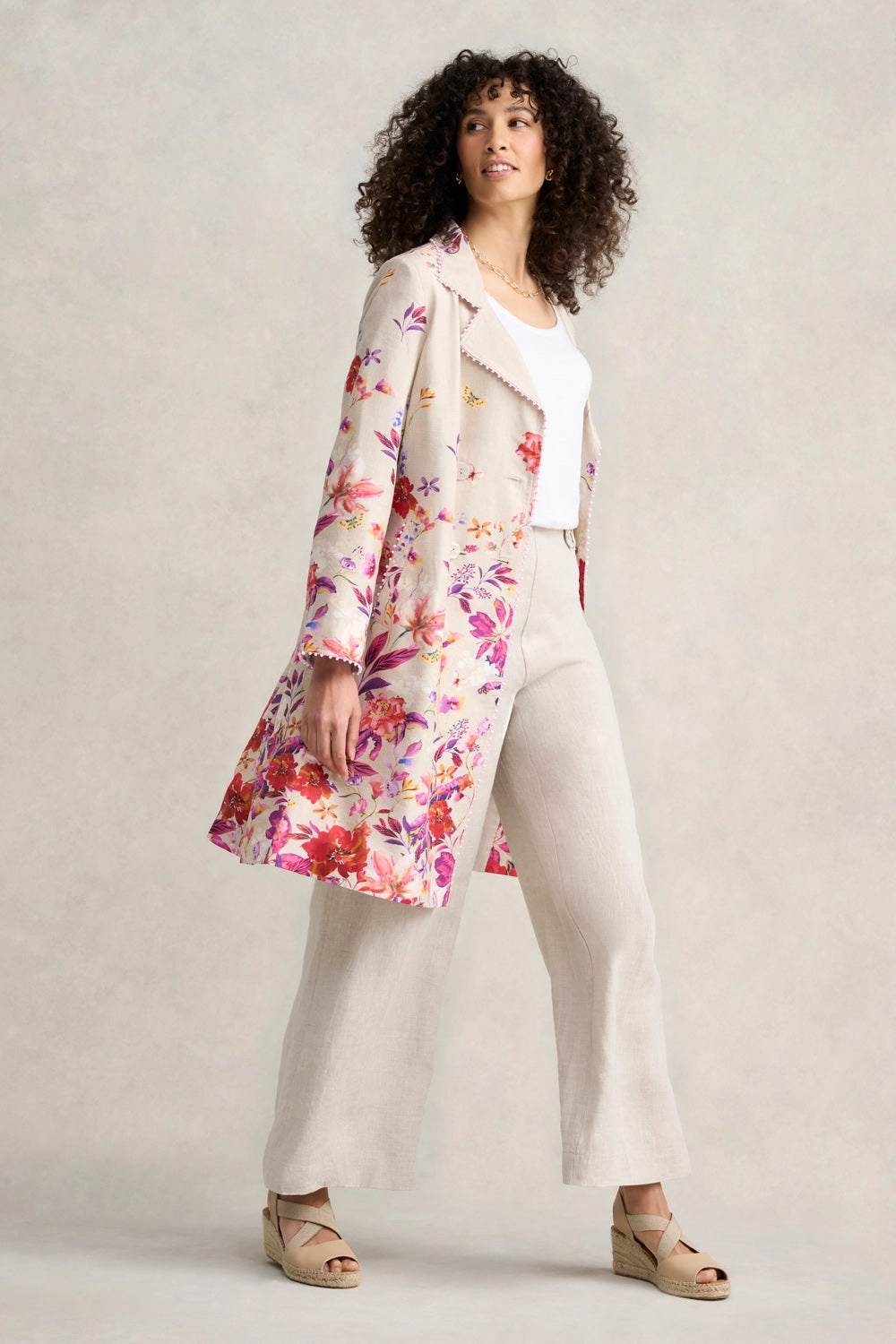 Floral Printed Coat - Floral Cross-Dye