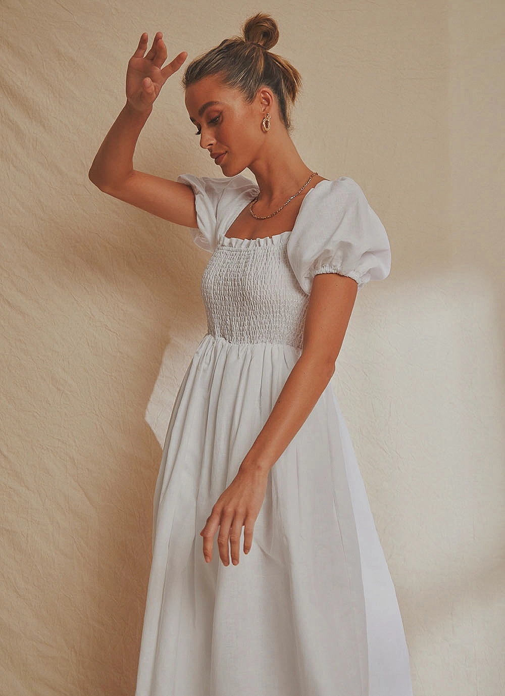 Florence Linen Maxi Dress - White