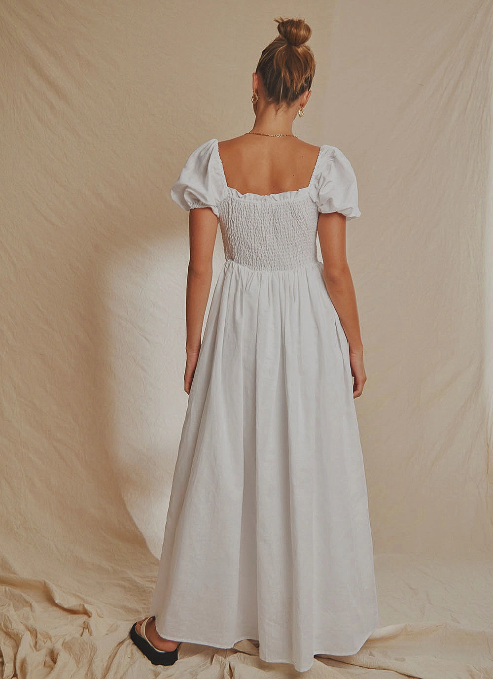 Florence Linen Maxi Dress - White