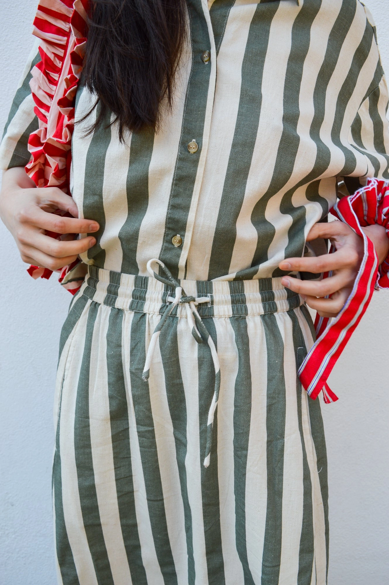 Fransa Maddie Agave Stripe Skirt