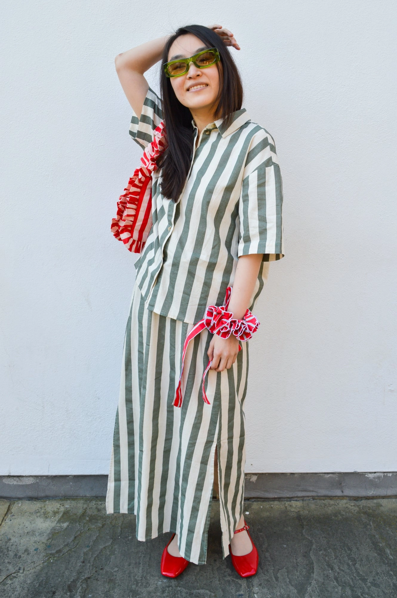 Fransa Maddie Agave Stripe Skirt