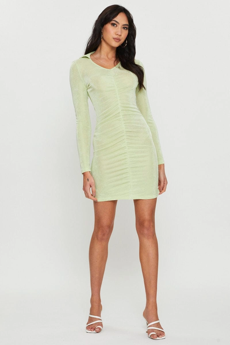 Green Mini Dress Long Sleeve