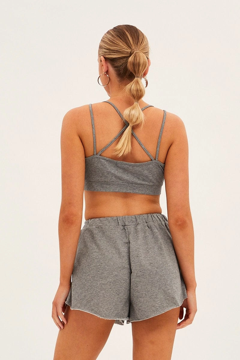 Grey Crop Top Loungewear Set
