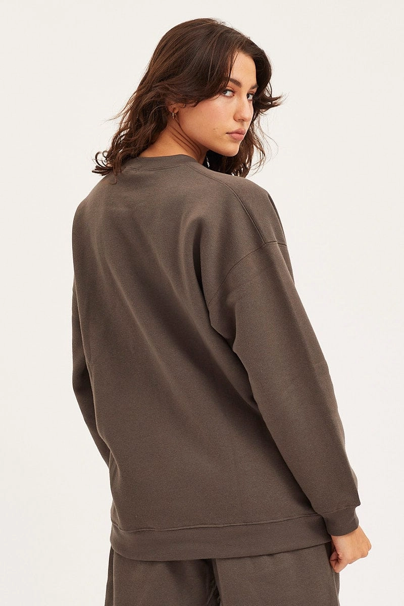 Grey Unisex Sweatshirts Oversized Crew Neck