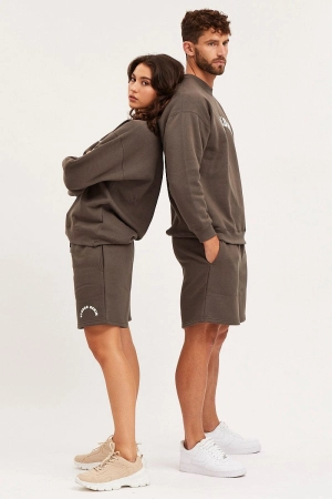 Grey Unisex Sweatshirts Oversized Crew Neck