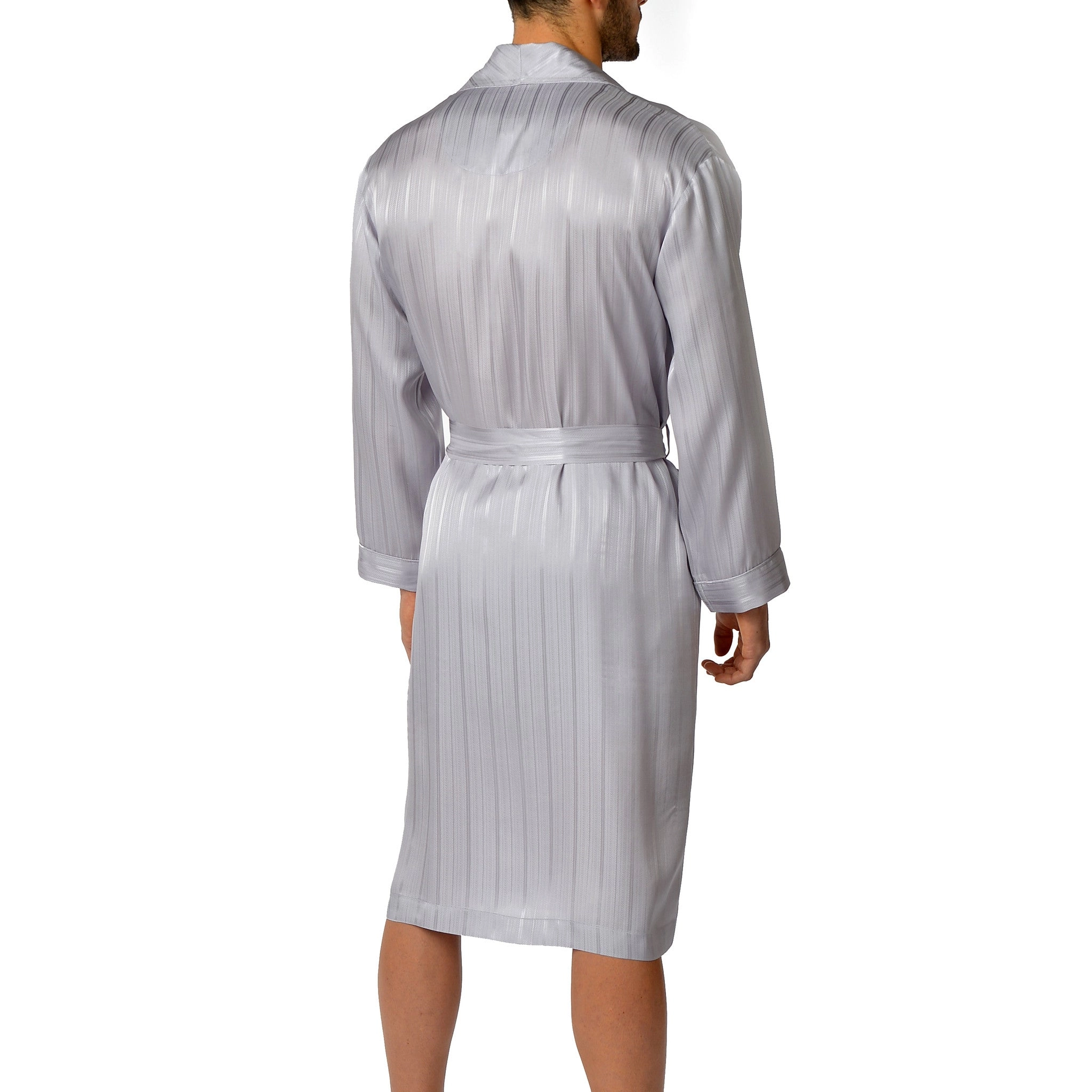 Herringbone Stripe Silk Shawl Robe