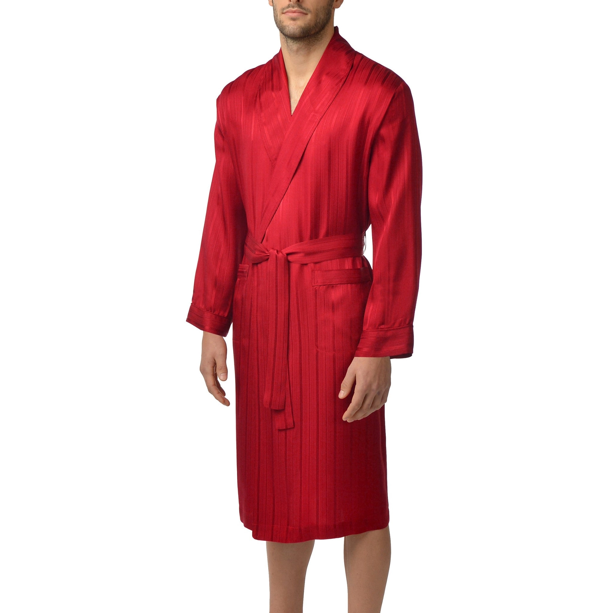 Herringbone Stripe Silk Shawl Robe