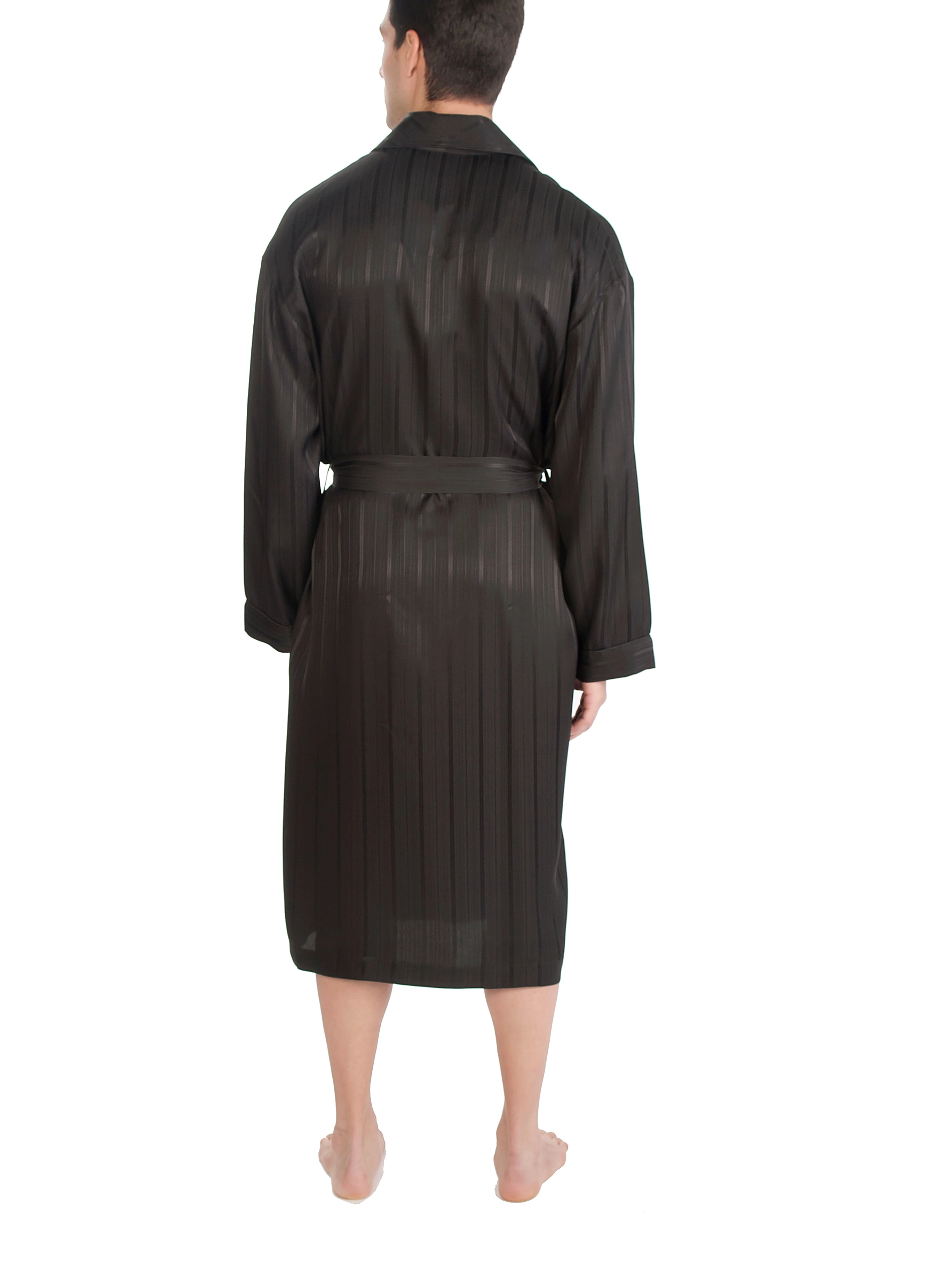 Herringbone Stripe Silk Shawl Robe