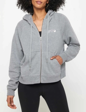 Inhale Exhale Everyday Zip Hoodie - Heather Grey