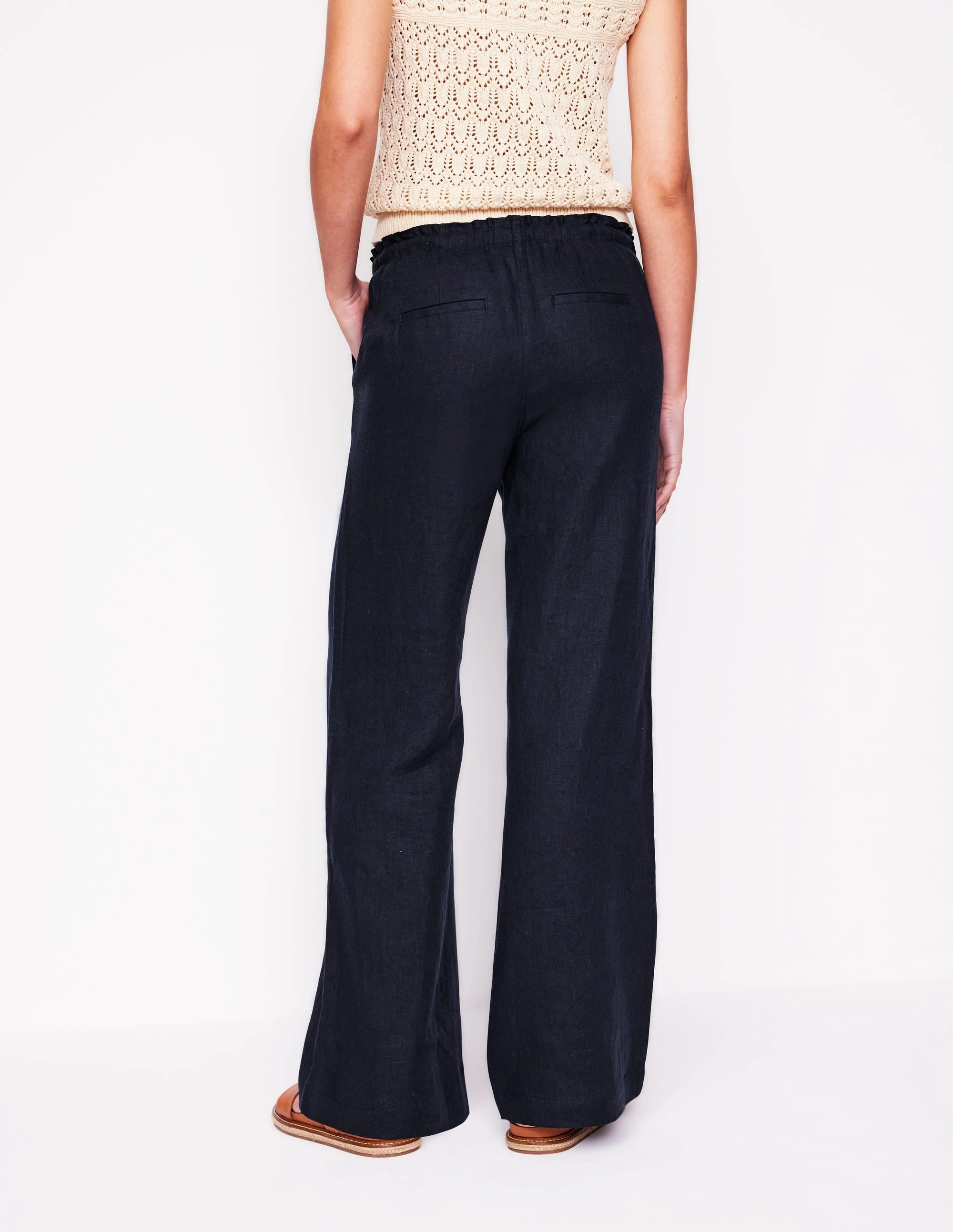 Islington Linen Trousers-Navy