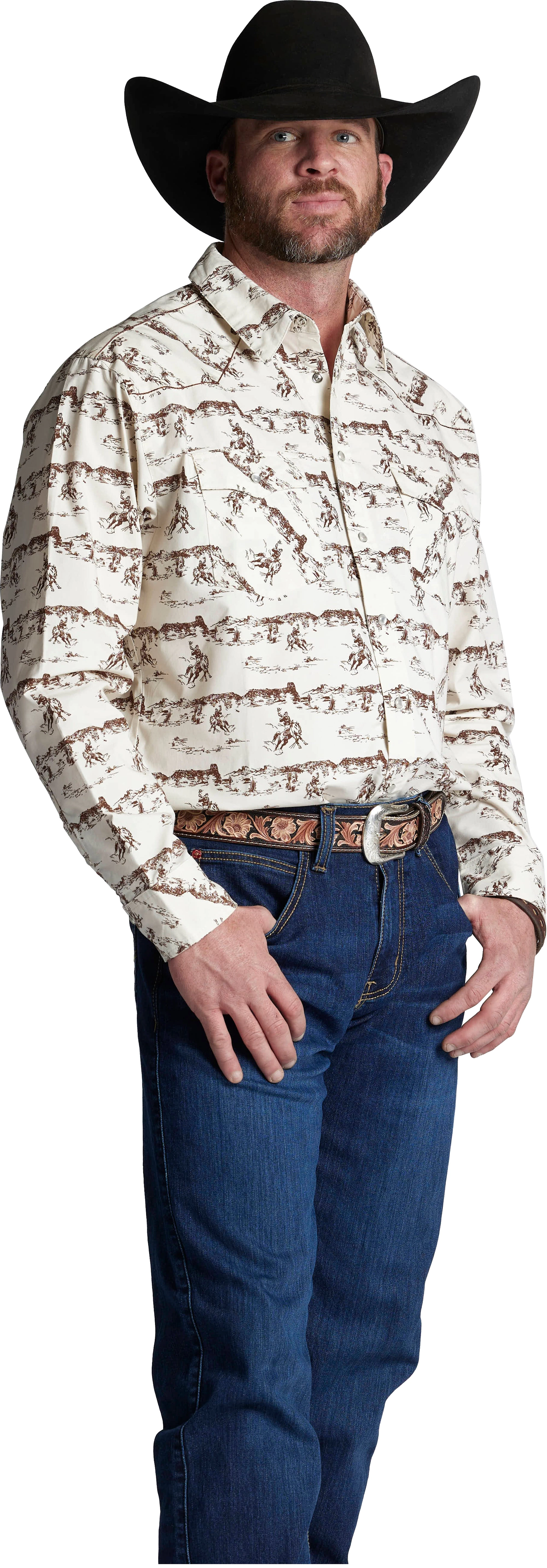 Justin Brands Shirt Horse Print Scene HJ-1508