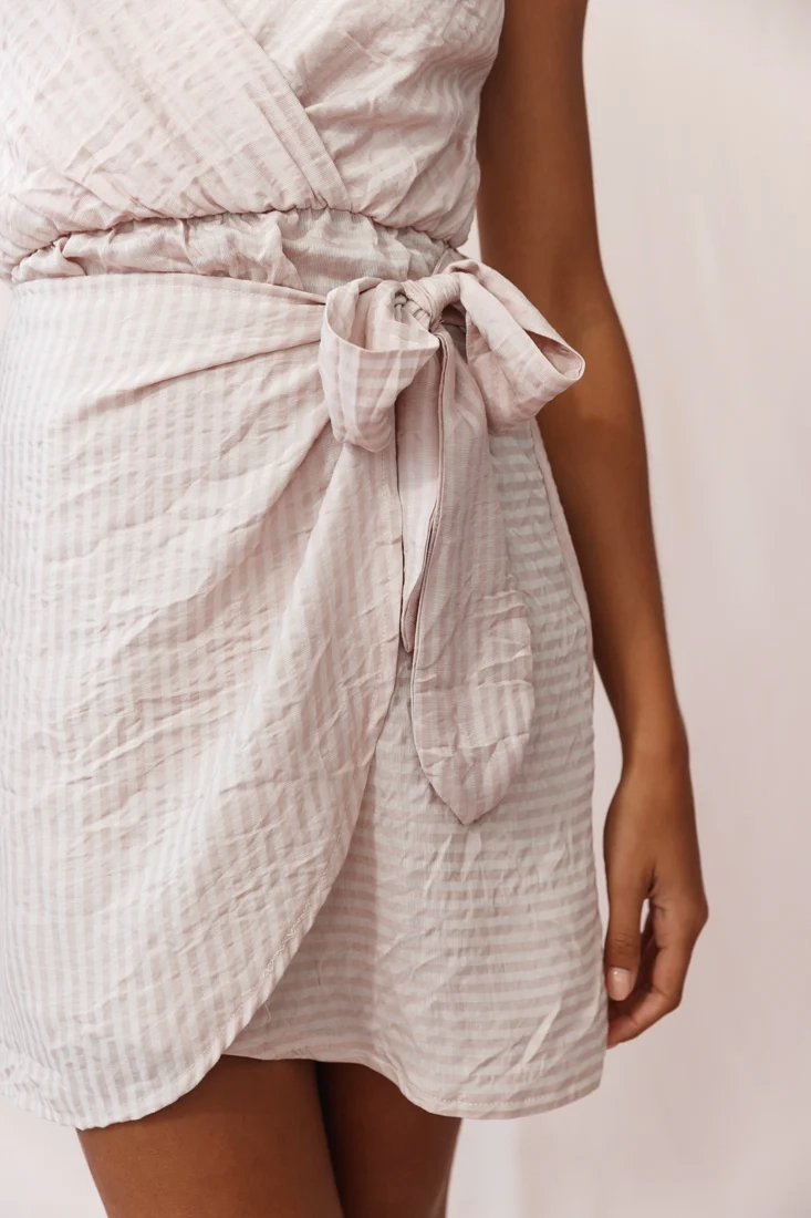 Kay Wrap Skirt Wooden Embellishment Dress Nude