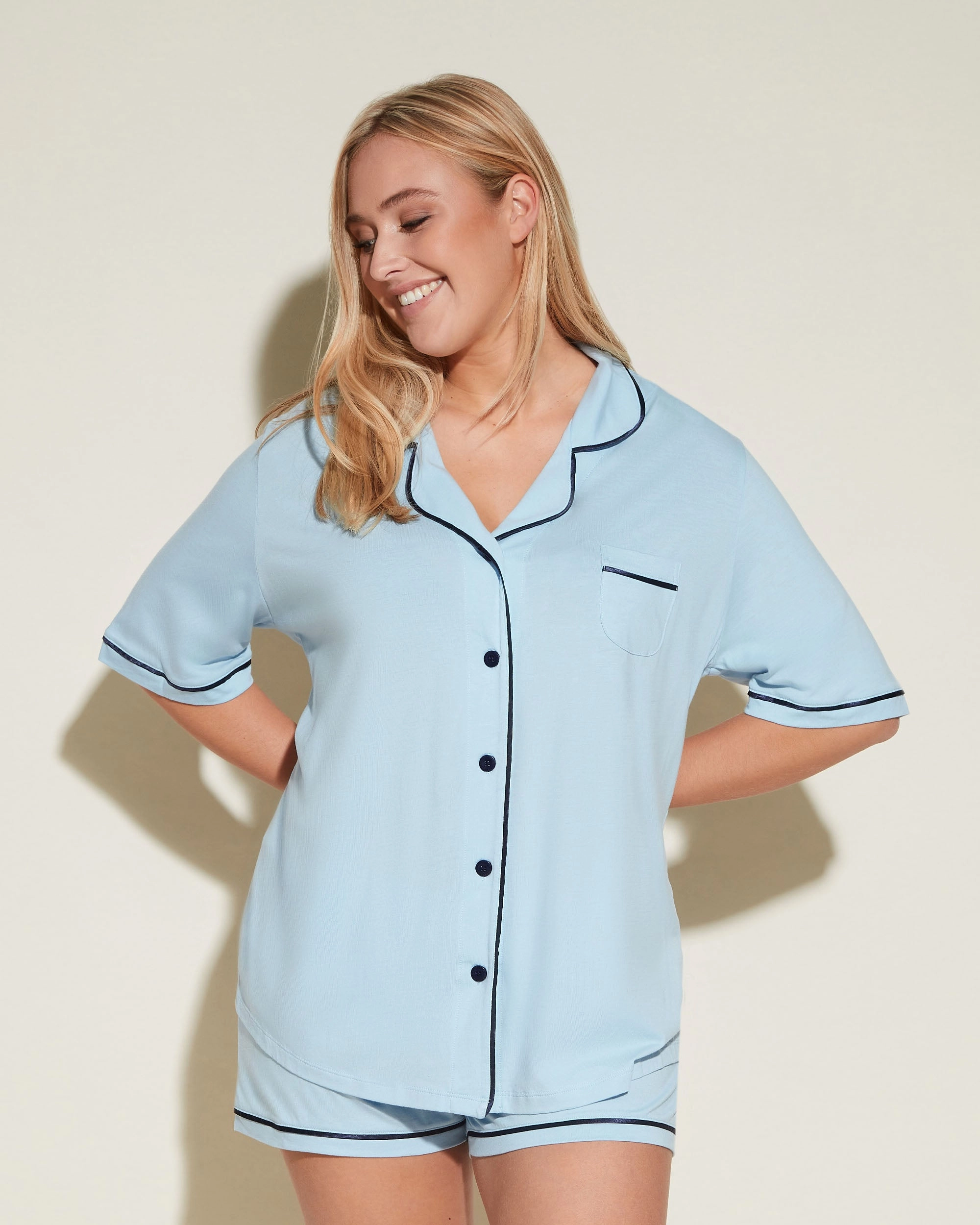Kurzärmeliges Top & Boxer Pyjama-Set