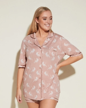 Kurzärmeliges Top & Boxer Pyjama-Set