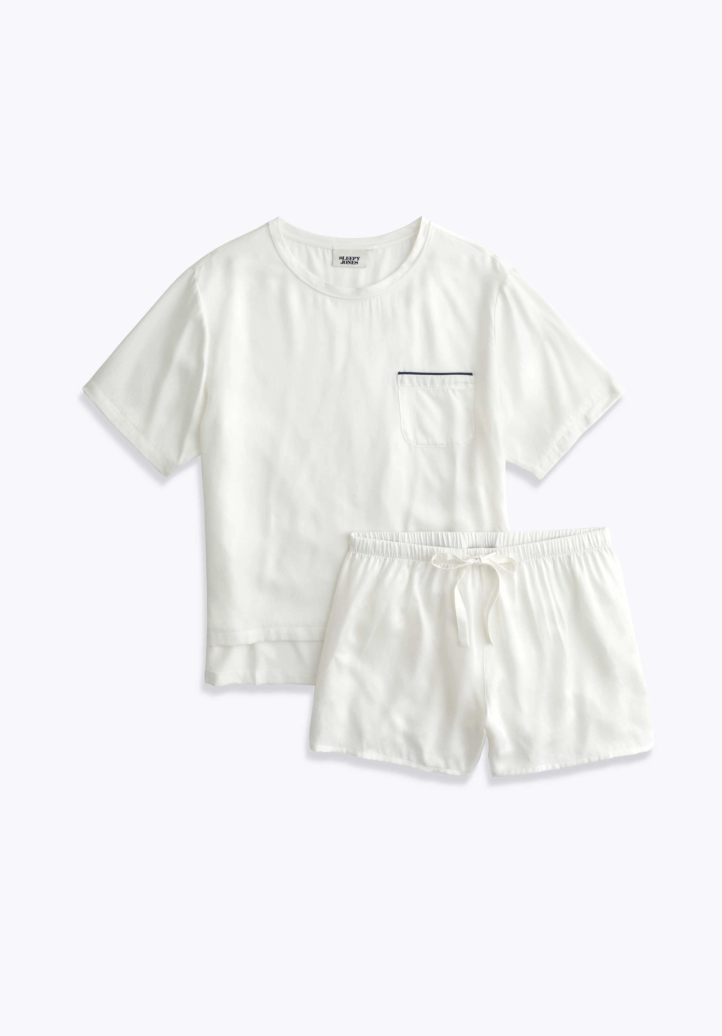 Leonora Short Set in White Washable Silk