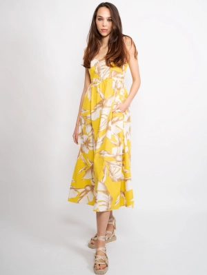 Longuette Dress with Yellow Flowers
