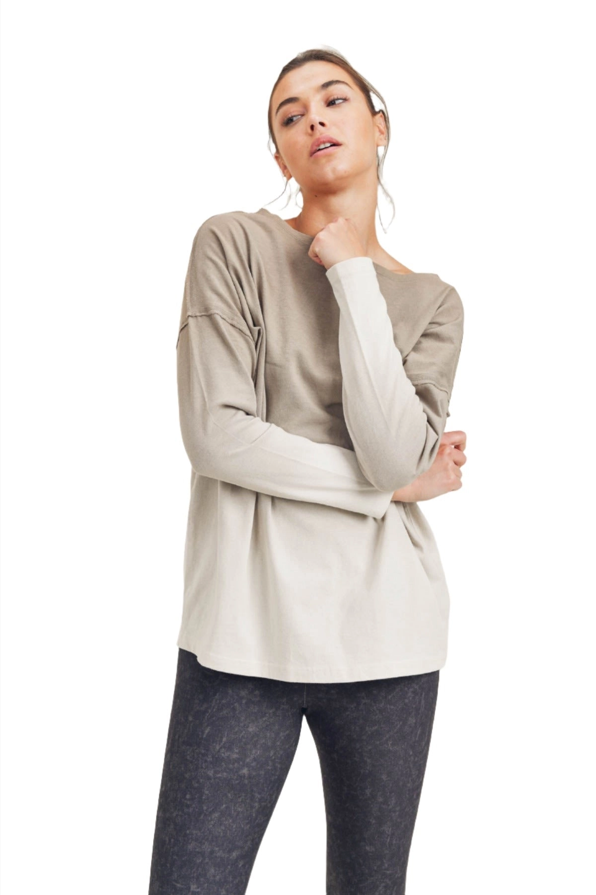 Mono B Ombre' Long Sleeve Cotton Tee KT11780